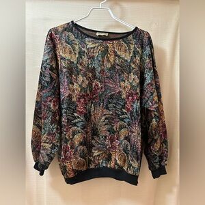 Vintage Quadra Metallic Floral Tapestry Sweater Made in Canada Women’s Large